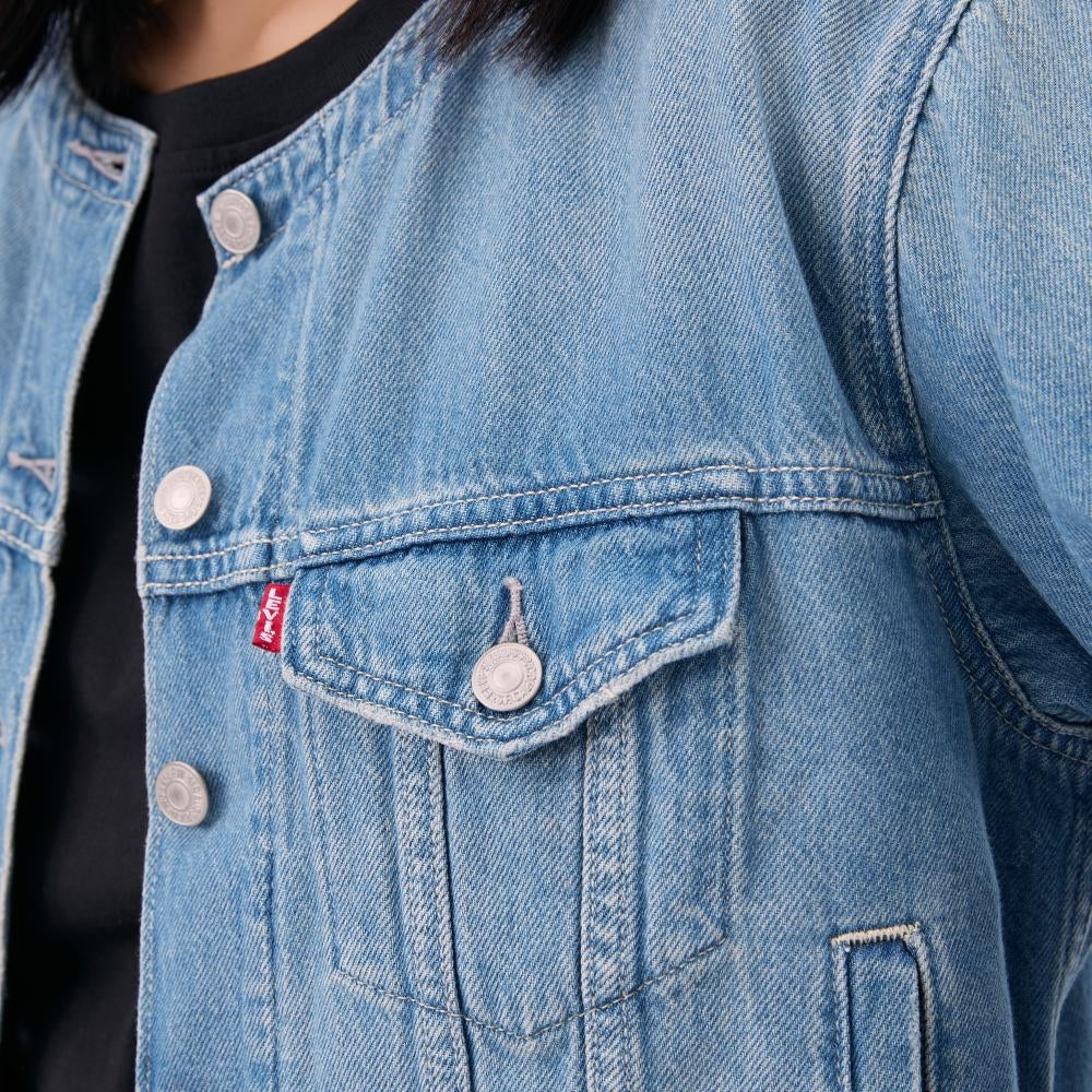  levi's® 無領 boxy trucker 牛仔外套 | 女裝 006Q90001XXS- Indigo – Levi's 香港