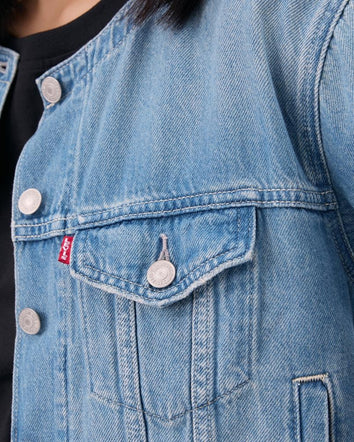  levi's® 無領 boxy trucker 牛仔外套 | 女裝 006Q90001XXS- Indigo  – Levi's 香港