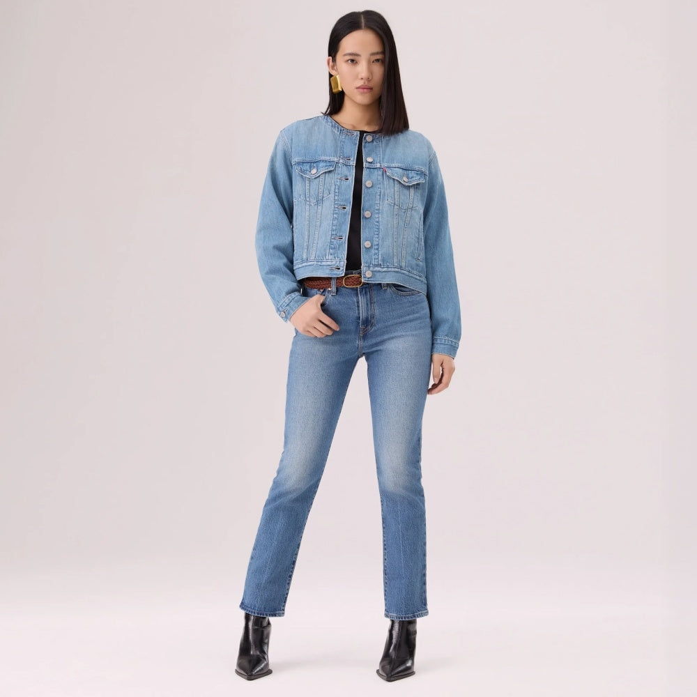  levi's® 無領 boxy trucker 牛仔外套 | 女裝 006Q90001XXS- Indigo – Levi's 香港