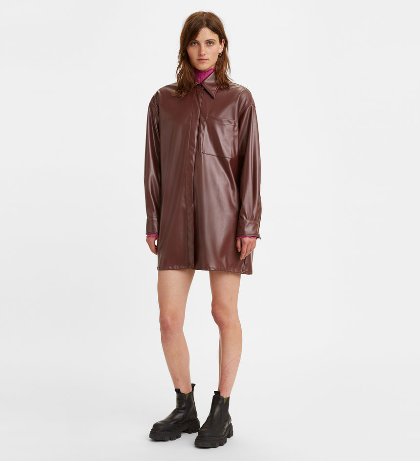levi's® made & crafted®啡色皮革襯衫長裙 | 女裝 A03190000S- Acacia Leatherette Red – Levi's 香港
