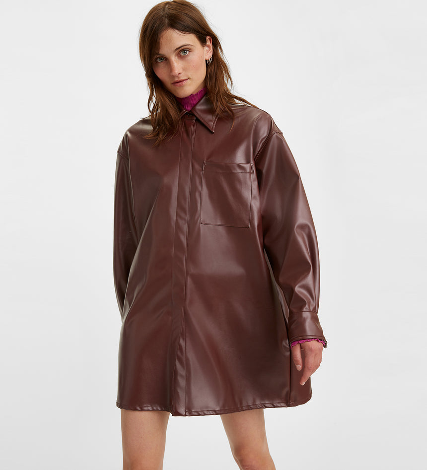 levi's® made & crafted®啡色皮革襯衫長裙 | 女裝 A03190000S- Acacia Leatherette Red – Levi's 香港