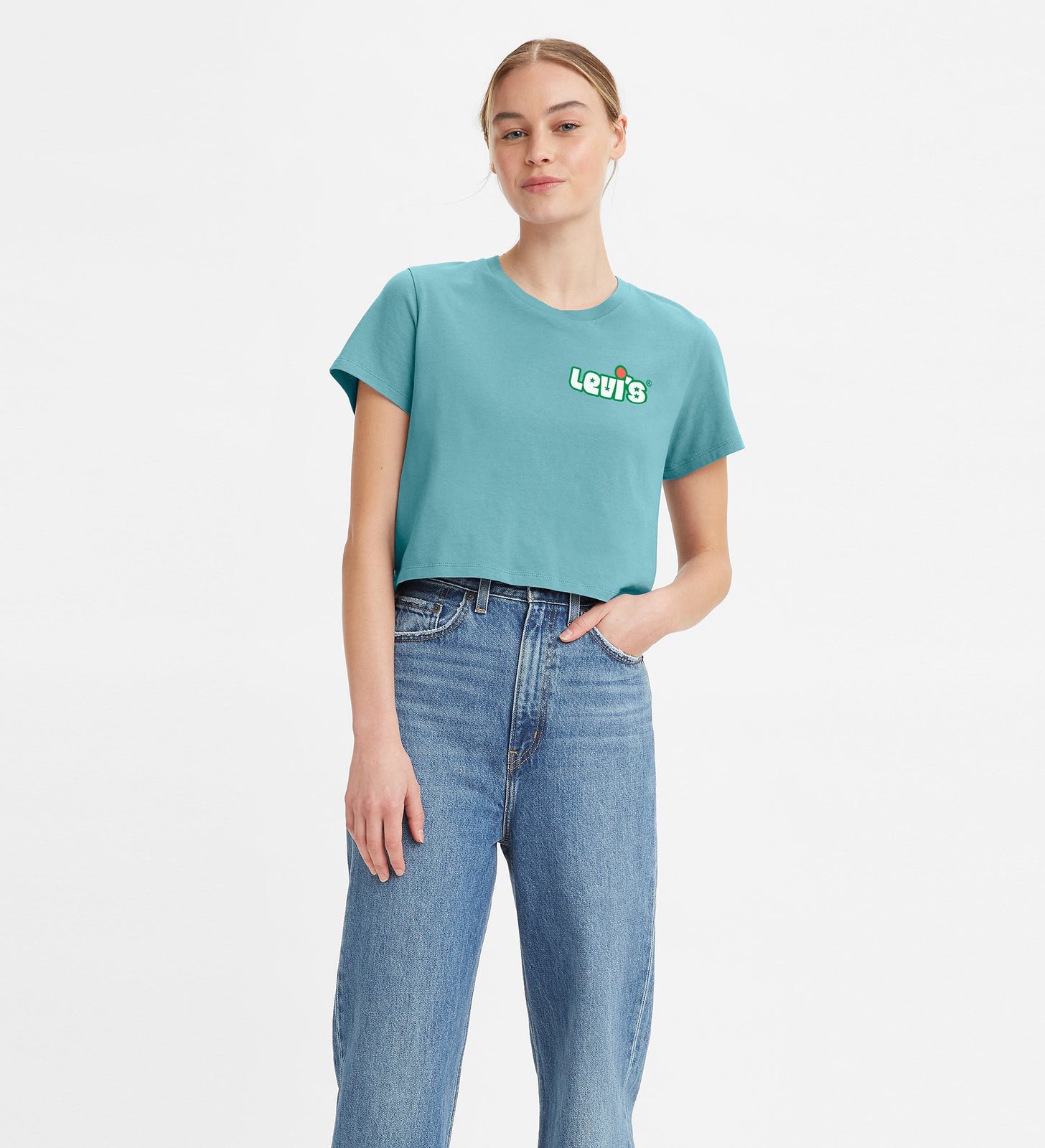 levi's® jordie logo 短身 t-shirt | 女裝 A07850031XXS- 90S STAR LEVIs ANGEL BLUE – Levi's 香港
