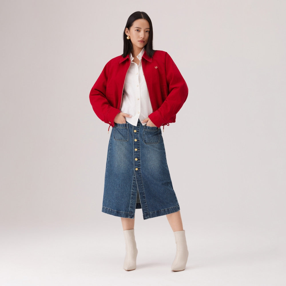 Levi's® 鈕扣前開叉牛仔短裙 | 女裝