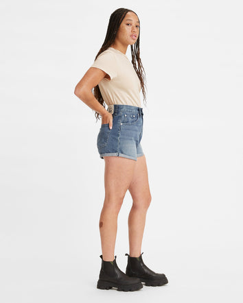 levi's® wellthread® 永續時裝系列高腰鬆身短褲 | 女裝 A2257000024- Indigo Crush  – Levi's 香港
