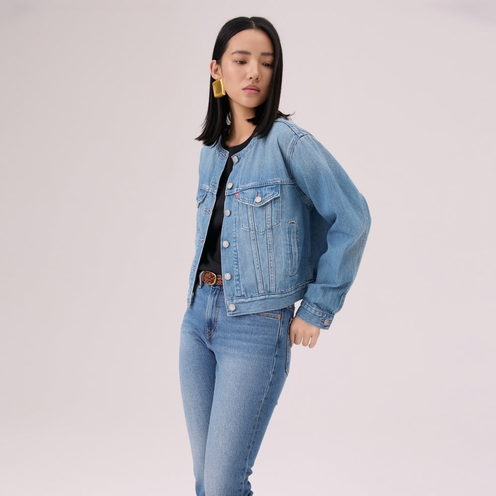  levi's® 無領 boxy trucker 牛仔外套 | 女裝 006Q90001XXS- Indigo – Levi's 香港