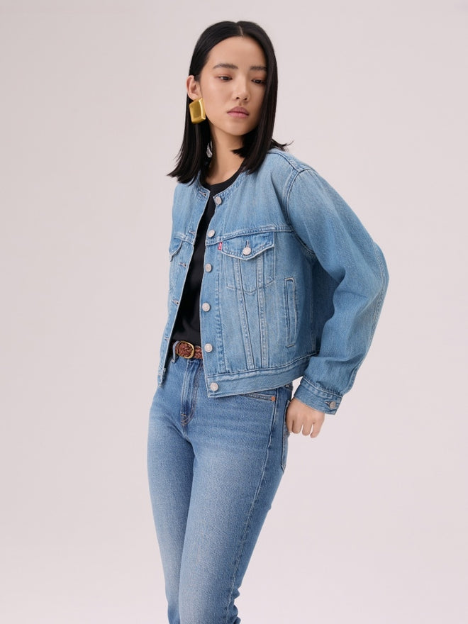 levi's® collarless boxy trucker jacket 006Q90001XXS- Indigo  – Levi's Hong Kong