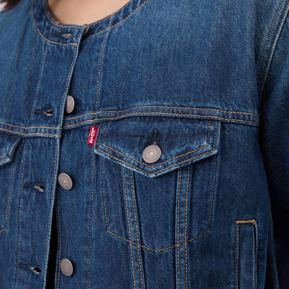 levi's® collarless boxy trucker jacket 006Q90000XXS- Dark Wash – Levi's Hong Kong