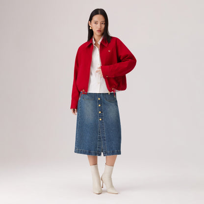Levi's® 鈕扣前開叉牛仔短裙 | 女裝