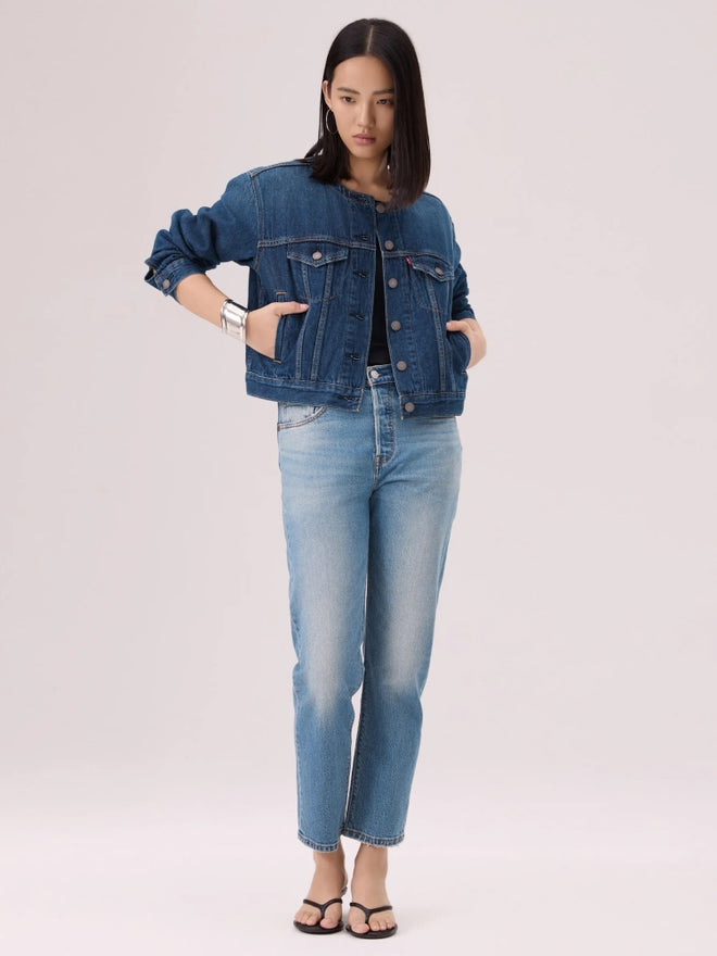 levi's® collarless boxy trucker jacket 006Q90000XXS- Dark Wash  – Levi's Hong Kong