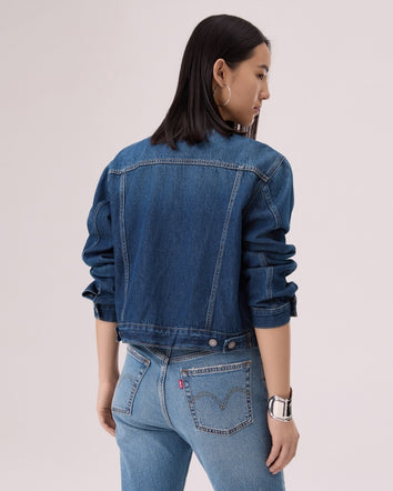  levi's® 無領 boxy trucker 牛仔外套 | 女裝 006Q90000XXS- Dark Wash  – Levi's 香港