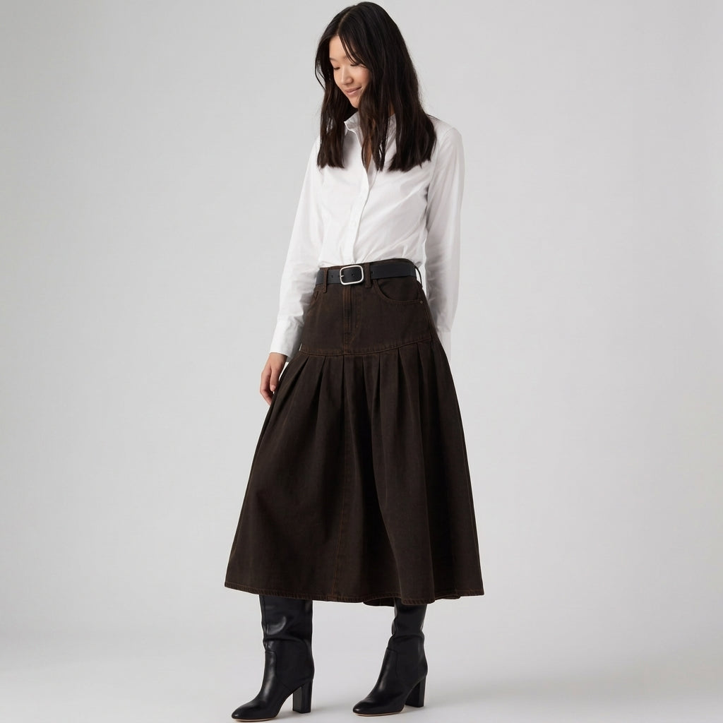 levi's® yoked風琴褶裙 | 女裝 0089T000124- Brown – Levi's 香港