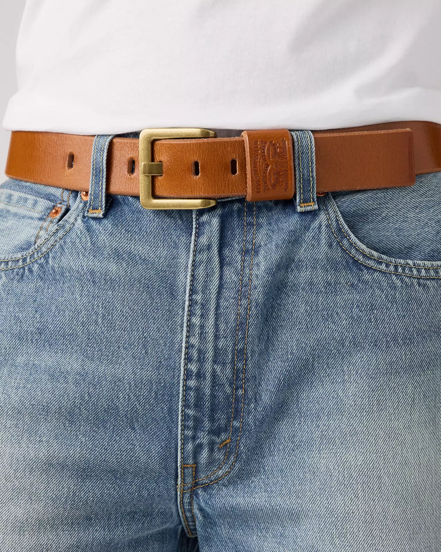 Levi's® 男士 Arlo 寬單齒扣皮帶