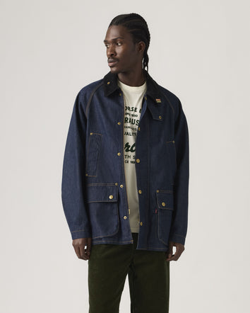 levi's® x barbour oversized bedale denim jacket 003FP0000XXS- Dark Rinse  – Levi's Hong Kong
