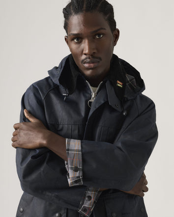 levi's® x barbour oversized bedale waxed jacket 008GL0005L- Navy  – Levi's Hong Kong