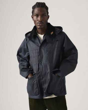 levi's® x barbour oversized bedale waxed jacket 008GL0005L- Navy  – Levi's Hong Kong