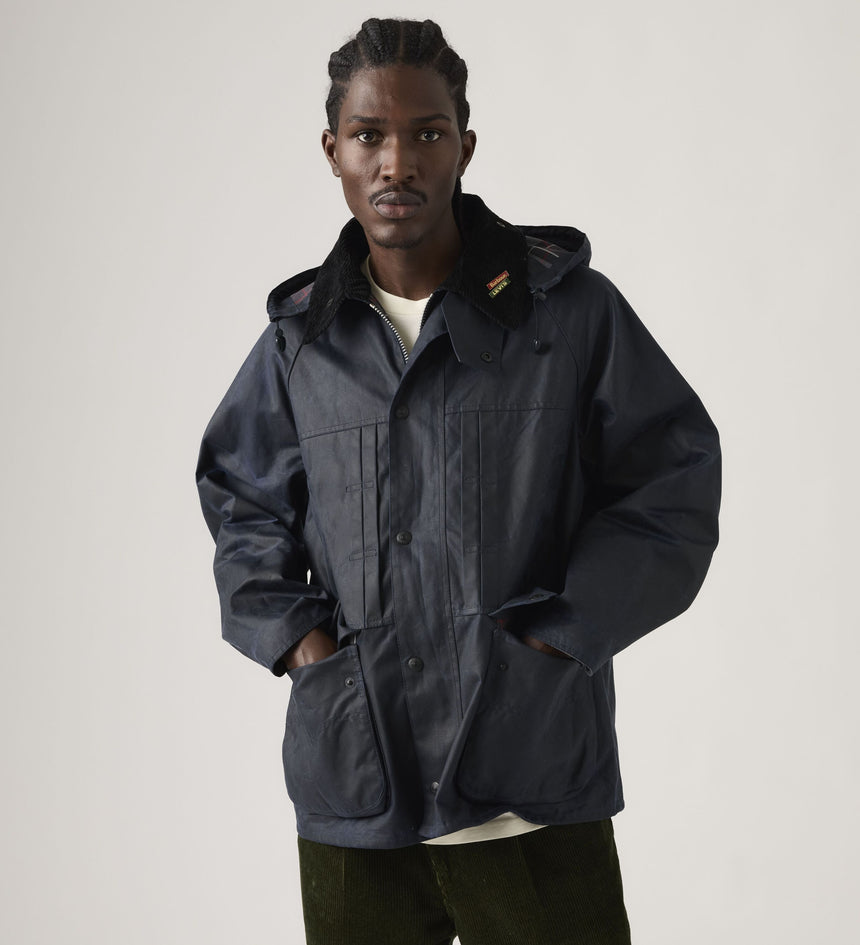 levi's® x barbour oversized bedale waxed jacket 008GL0005L- Navy – Levi's Hong Kong