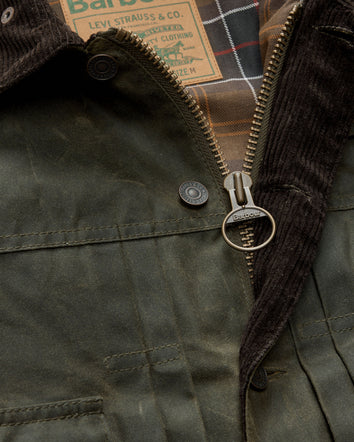 levi's® x barbour type ii waxed trucker jacket 008GN0005XS- Olive  – Levi's Hong Kong