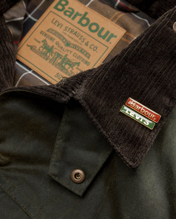 levi's® x barbour type ii waxed trucker jacket 008GN0005XS- Olive  – Levi's Hong Kong