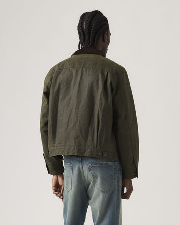 levi's® x barbour type ii waxed trucker jacket 008GN0005XS- Olive  – Levi's Hong Kong