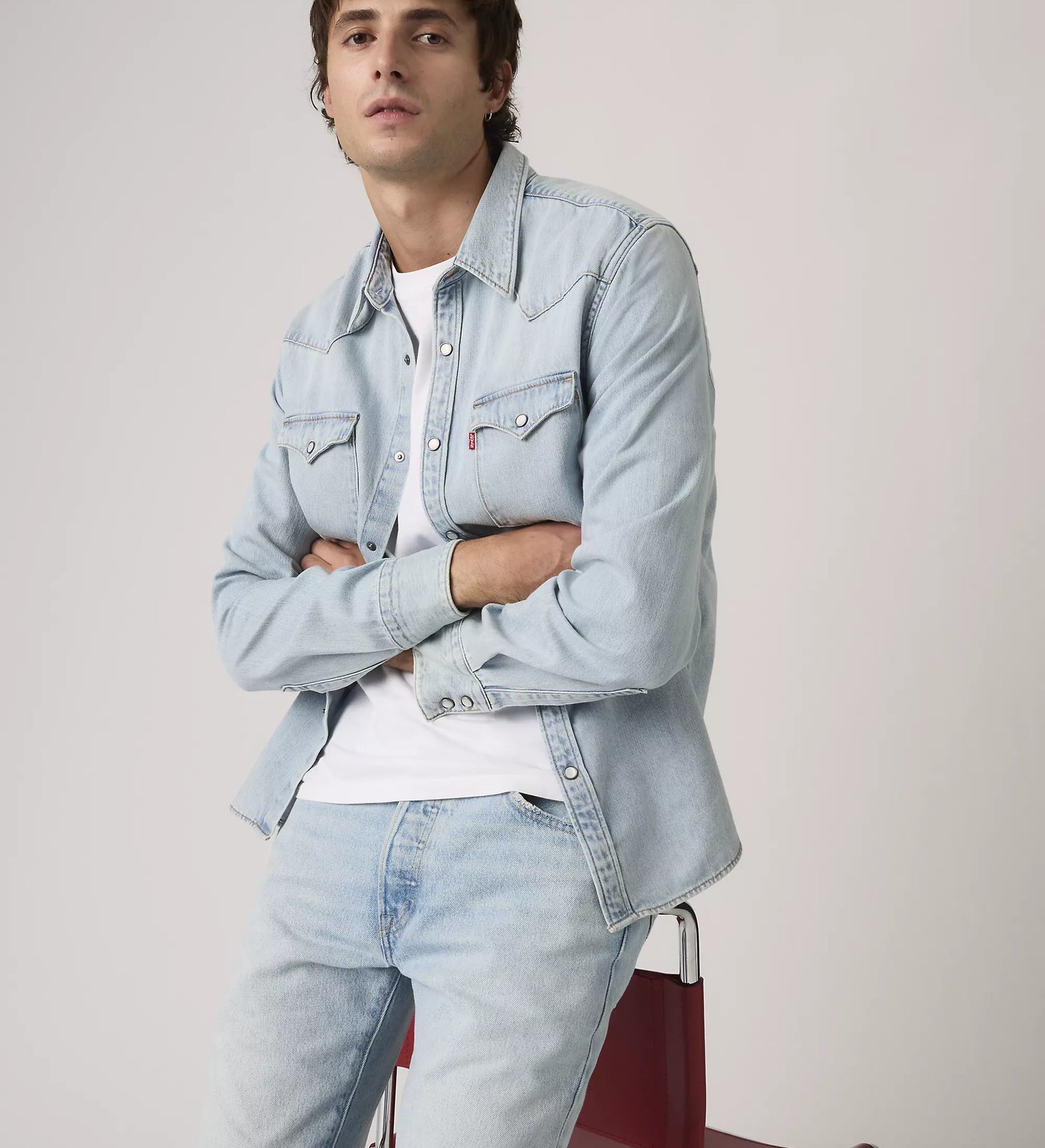 levi's® barstow 標準版型西部襯衫 | 男裝   857440118S- Medium Indigo – Levi's 香港