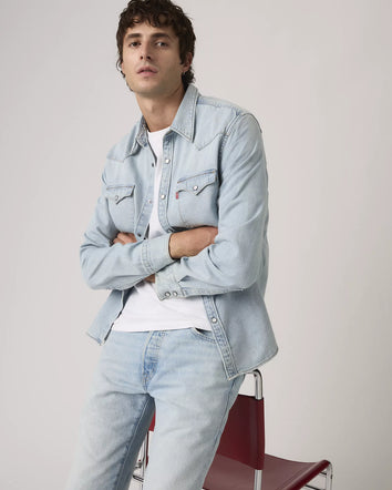 levi's® barstow 標準版型西部襯衫 | 男裝   857440118S- Medium Indigo  – Levi's 香港