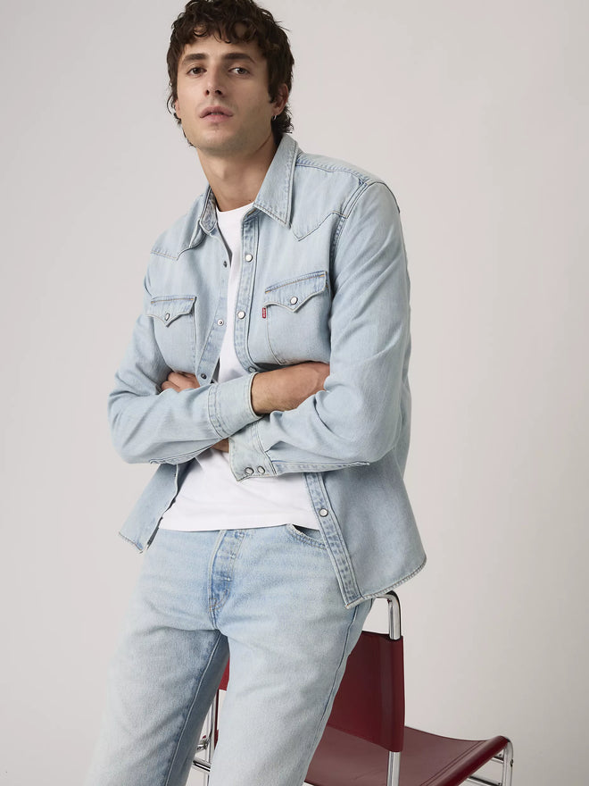 levi's® barstow 標準版型西部襯衫 | 男裝   857440118S- Medium Indigo  – Levi's 香港