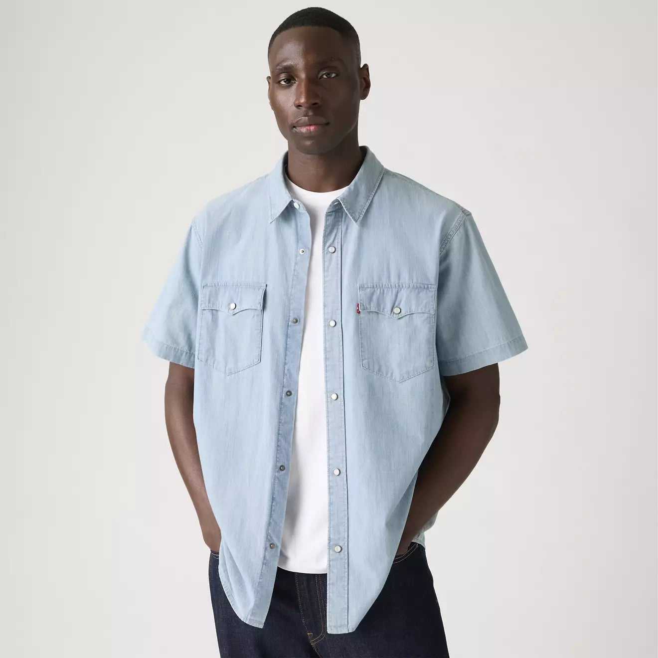 levi's® short-sleeve relaxed fit western 恤衫 | 男裝 A57220008S- Blue – Levi's 香港