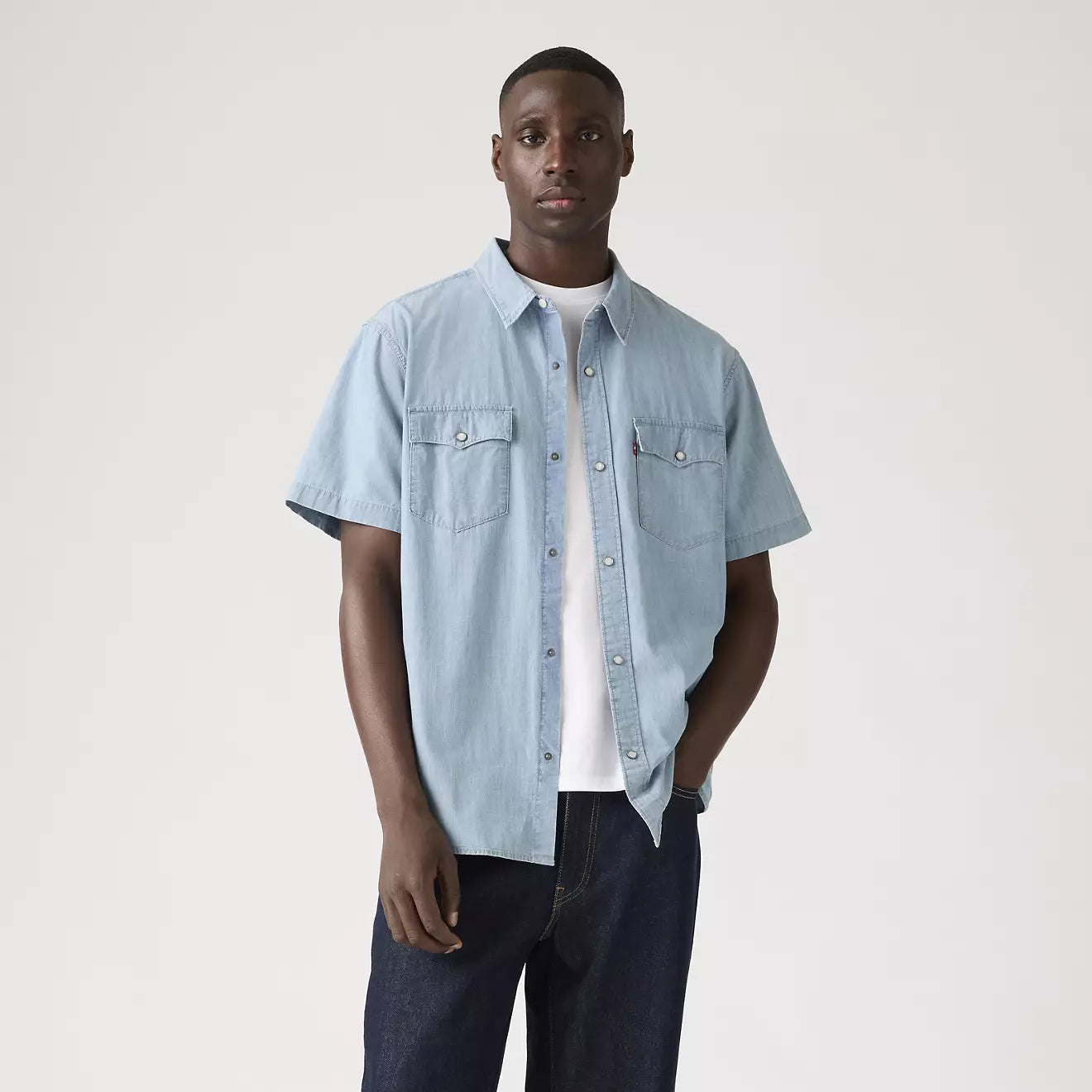 levi's® short-sleeve relaxed fit western 恤衫 | 男裝 A57220008S- Blue – Levi's 香港
