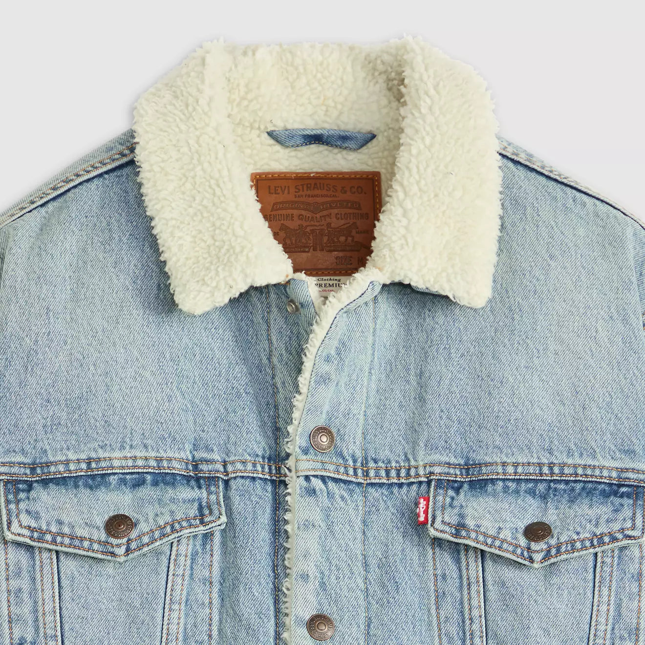 levi's® relaxed sherpa trucker 寬鬆羊毛外套 | 男裝   A57840026XS- Light Indigo – Levi's 香港