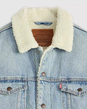 levi's® relaxed sherpa trucker 寬鬆羊毛外套 | 男裝   A57840026S- Light Indigo  – Levi's 香港