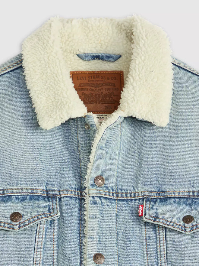 levi's® relaxed sherpa trucker 寬鬆羊毛外套 | 男裝   A57840026XS- Light Indigo  – Levi's 香港