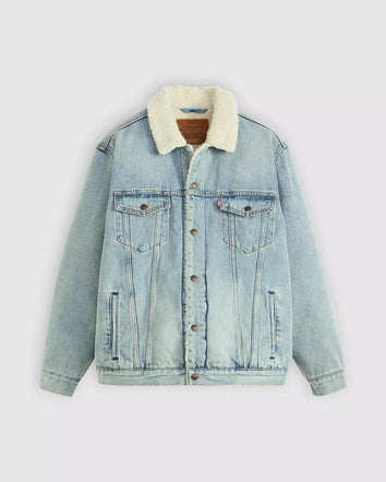 levi's® relaxed sherpa trucker 寬鬆羊毛外套 | 男裝   A57840026S- Light Indigo  – Levi's 香港