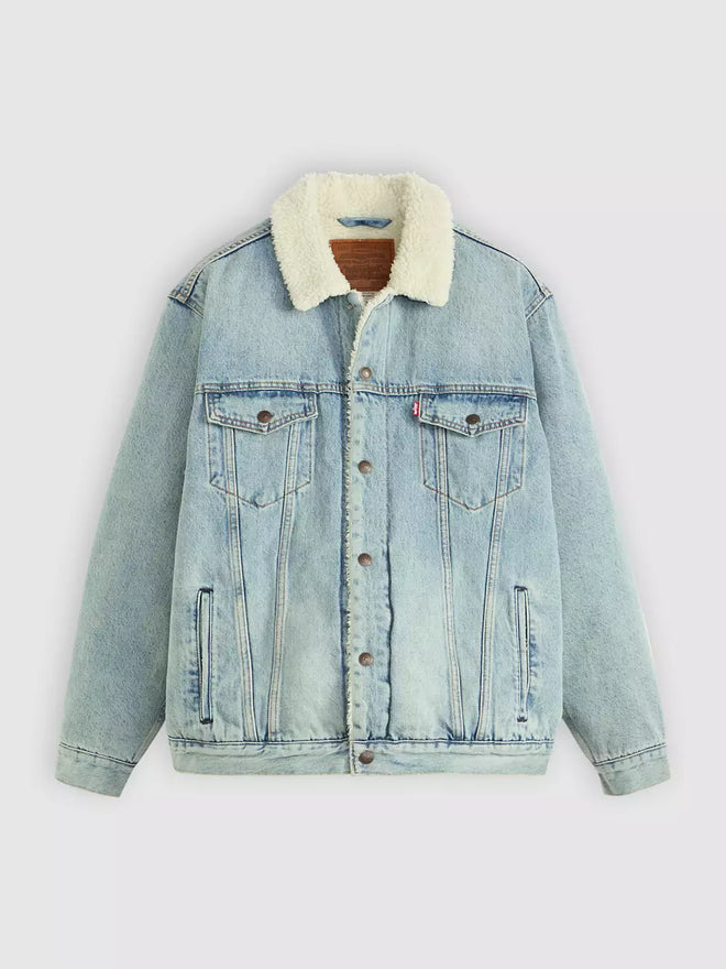 levi's® relaxed sherpa trucker 寬鬆羊毛外套 | 男裝   A57840026XS- Light Indigo  – Levi's 香港