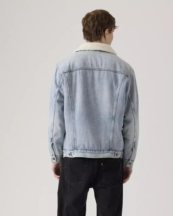 levi's® relaxed sherpa trucker 寬鬆羊毛外套 | 男裝   A57840026S- Light Indigo  – Levi's 香港