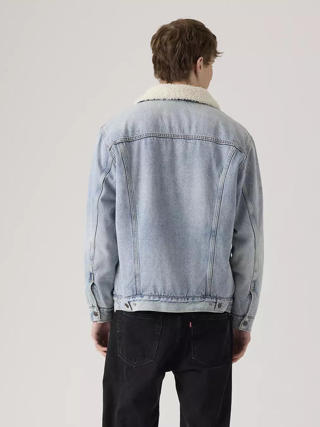 levi's® relaxed sherpa trucker 寬鬆羊毛外套 | 男裝   A57840026XS- Light Indigo  – Levi's 香港