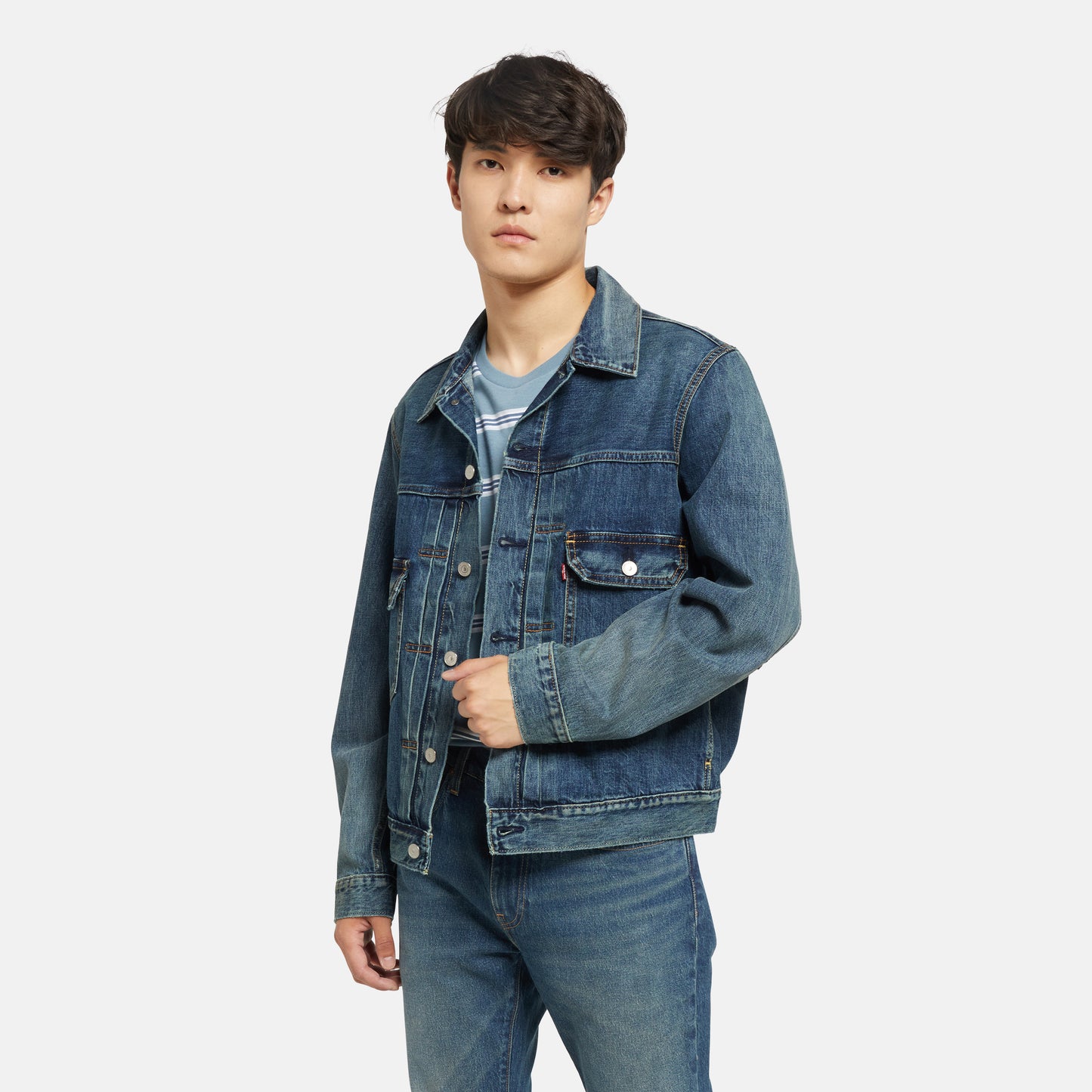 Levi's®Type II 牛仔外套 | 男裝 - Medium Indigo | Levi's HK