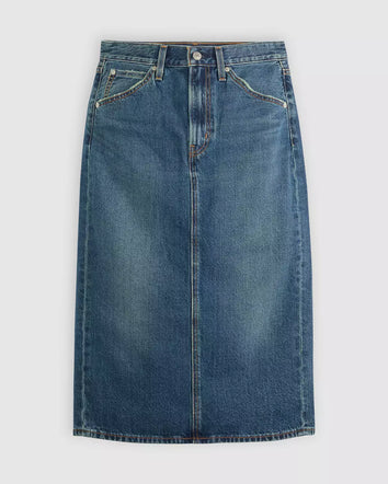 levi's® high-rise back slit 裙 | 女裝 001VH000625- Medium Indigo  – Levi's 香港