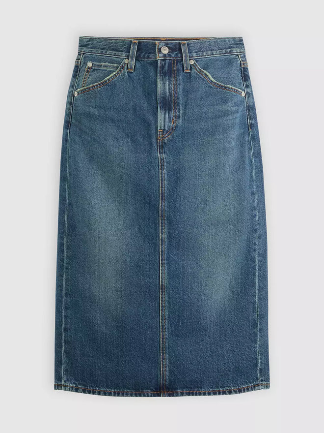 levi's® high-rise back slit 裙 | 女裝 001VH000625- Medium Indigo  – Levi's 香港