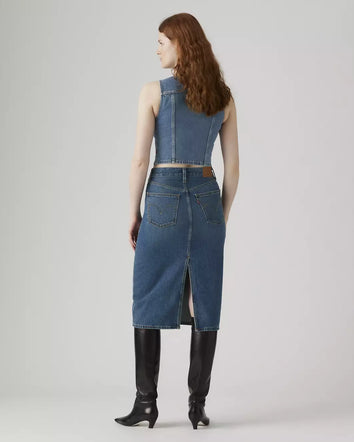levi's® high-rise back slit 裙 | 女裝 001VH000625- Medium Indigo  – Levi's 香港