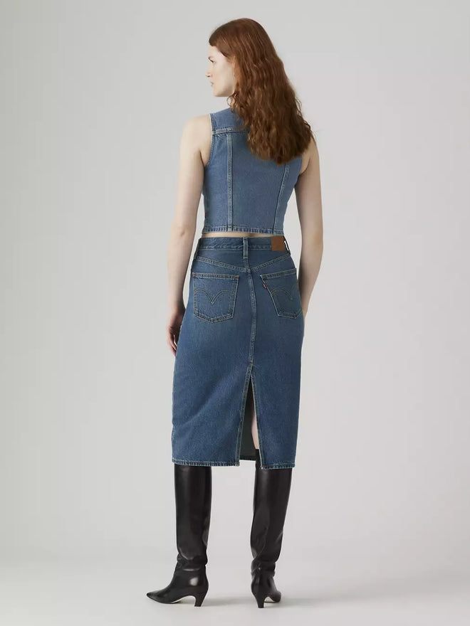 levi's® high-rise back slit 裙 | 女裝 001VH000625- Medium Indigo  – Levi's 香港