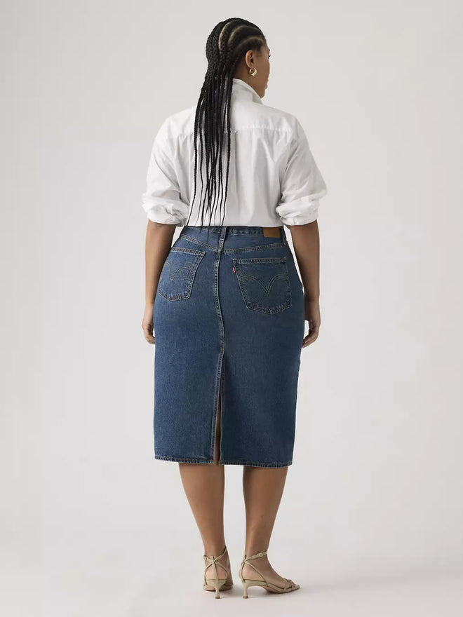 levi's® high-rise back slit 裙 | 女裝 001VH000625- Medium Indigo  – Levi's 香港