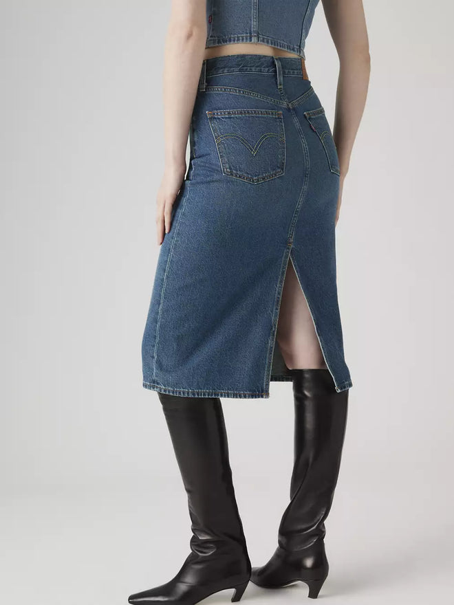 levi's® high-rise back slit 裙 | 女裝 001VH000625- Medium Indigo  – Levi's 香港