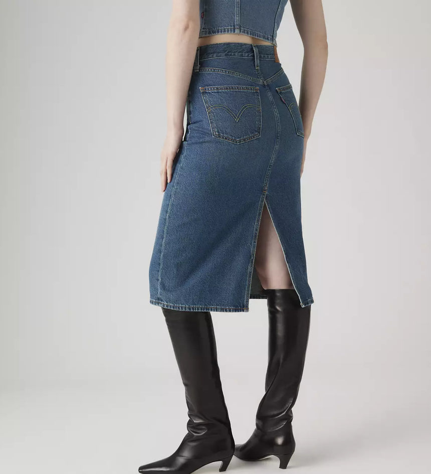 levi's® high-rise back slit 裙 | 女裝 001VH000625- Medium Indigo – Levi's 香港