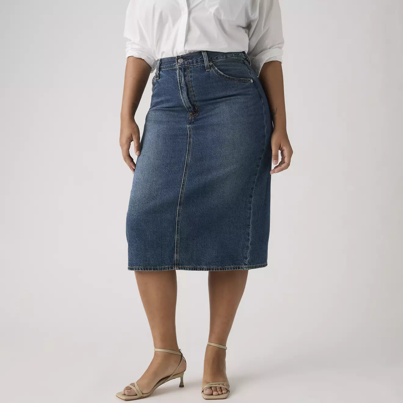 levi's® high-rise back slit 裙 | 女裝 001VH000625- Medium Indigo – Levi's 香港