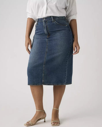 levi's® high-rise back slit 裙 | 女裝 001VH000625- Medium Indigo  – Levi's 香港