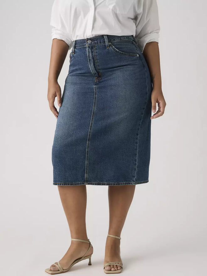 levi's® high-rise back slit 裙 | 女裝 001VH000625- Medium Indigo  – Levi's 香港