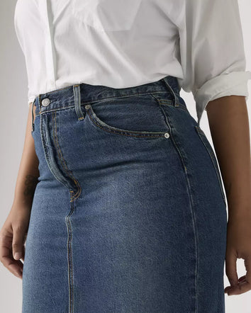 levi's® high-rise back slit 裙 | 女裝 001VH000625- Medium Indigo  – Levi's 香港