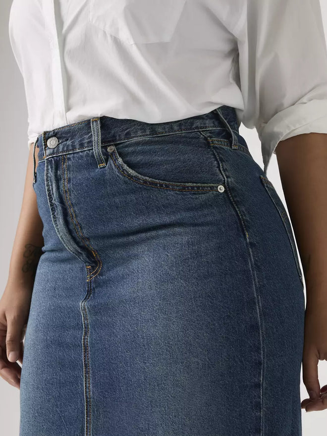 levi's® high-rise back slit 裙 | 女裝 001VH000625- Medium Indigo  – Levi's 香港