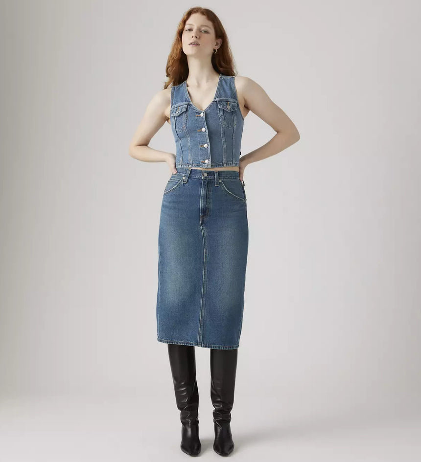 levi's® high-rise back slit 裙 | 女裝 001VH000625- Medium Indigo – Levi's 香港