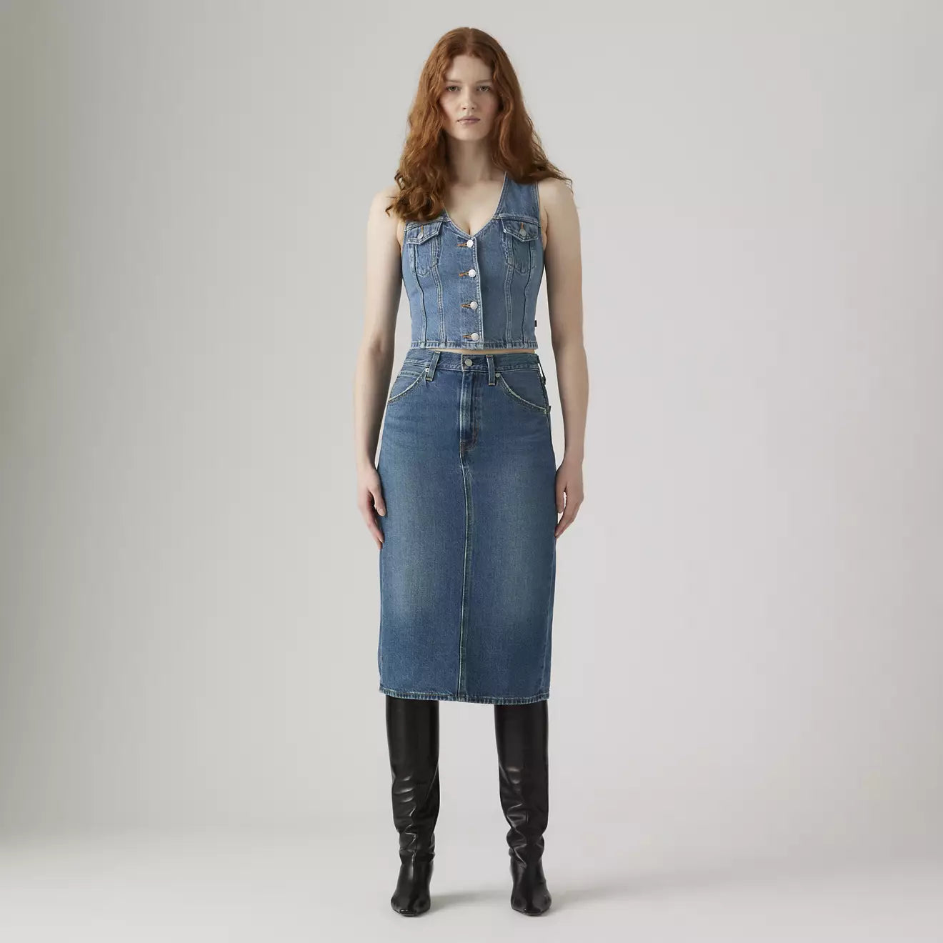 levi's® high-rise back slit 裙 | 女裝 001VH000625- Medium Indigo – Levi's 香港